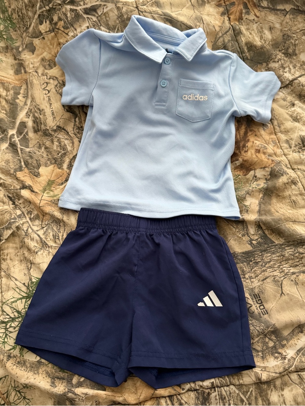 adidas Light Blue Polo and Navy Shorts Kids Set